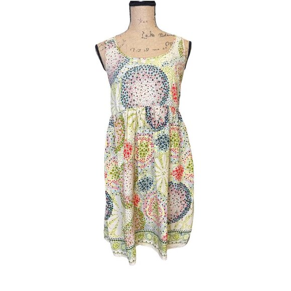 Womens Razor Back Dress Floral Coastal Rayon Beach Resort Summer Flowy MEDIUM - Picture 2 of 12